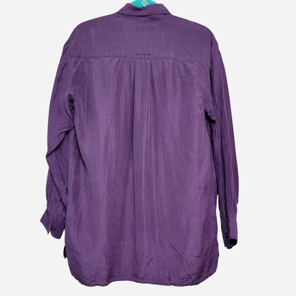 VTG 90s Robert Stock Men's S Purple Silk Shirt - Picture 2 of 6